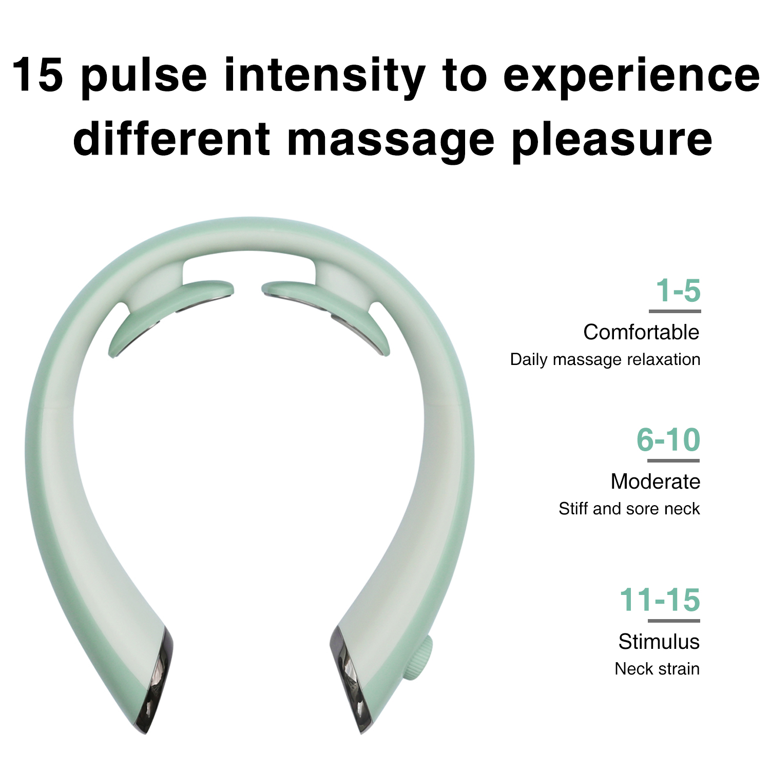 MEEEGOU Masajeador de cuello eléctrico con calor, masajeador TENS para aliviar el dolor, 6 modos, 15 niveles de masaje de tejido profundo, portátil y relajante