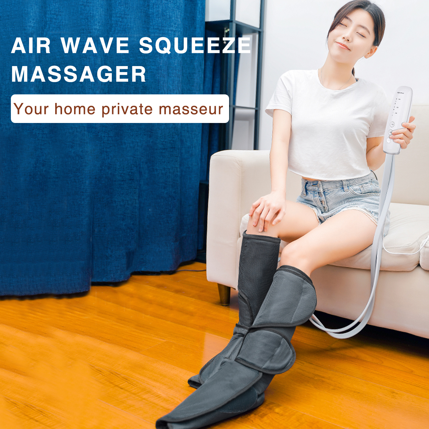 Meeegou Masajeador de piernas con compresión de aire, masajeador para circulación de pies y pantorrillas Masajeador de compresión de aire para piernas y muslos Máquina de botas de masaje para uso doméstico Relaxatio